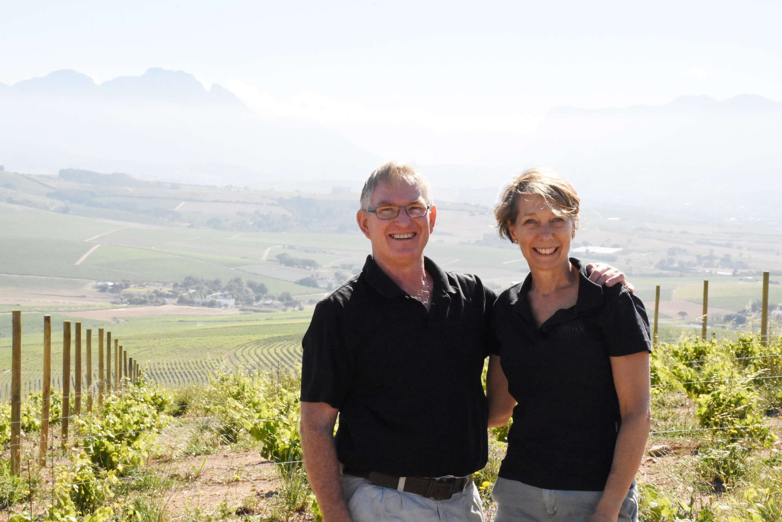 Gary and Kathy Jordan of Jordan Wine Estate in their Stellenbosch vineyard