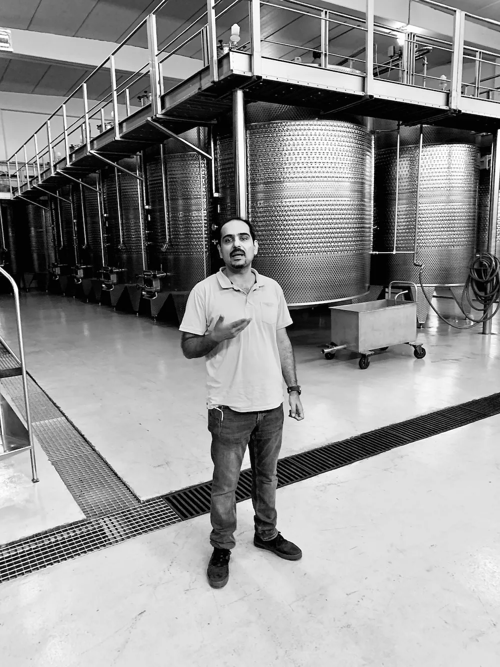 Jean Tannouri, the winemaker at Chateau Ka, in the winery.