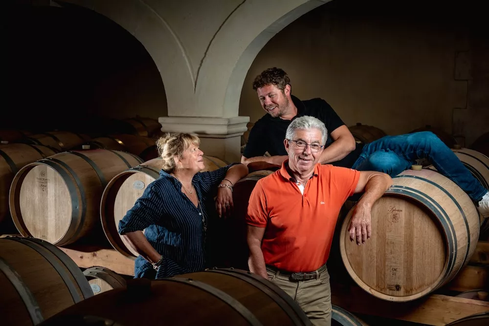 Karin, J&eacute;r&ocirc;me and R&eacute;gis Bernaleau, the co-managers at Ch&acirc;teau Mongravey