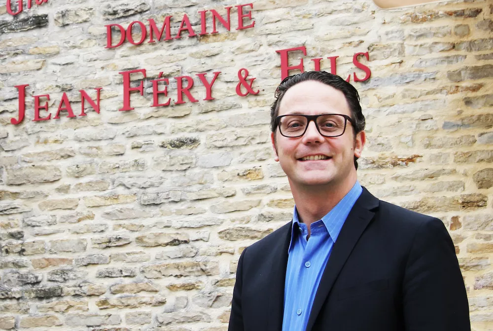 Fr&eacute;d&eacute;ric F&eacute;ry in front of the entrance to Domaine Jean F&eacute;ry & Fils