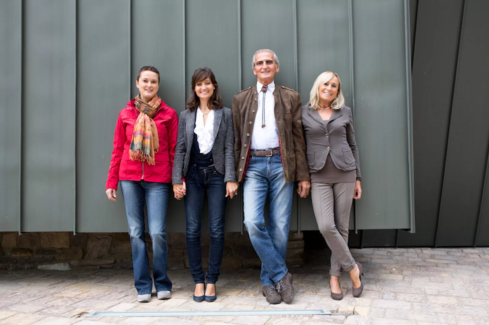 Constantine Charrère with his wife and daughters. The family is dedicated to vine growing, wines and wine tourism at Les Cretes