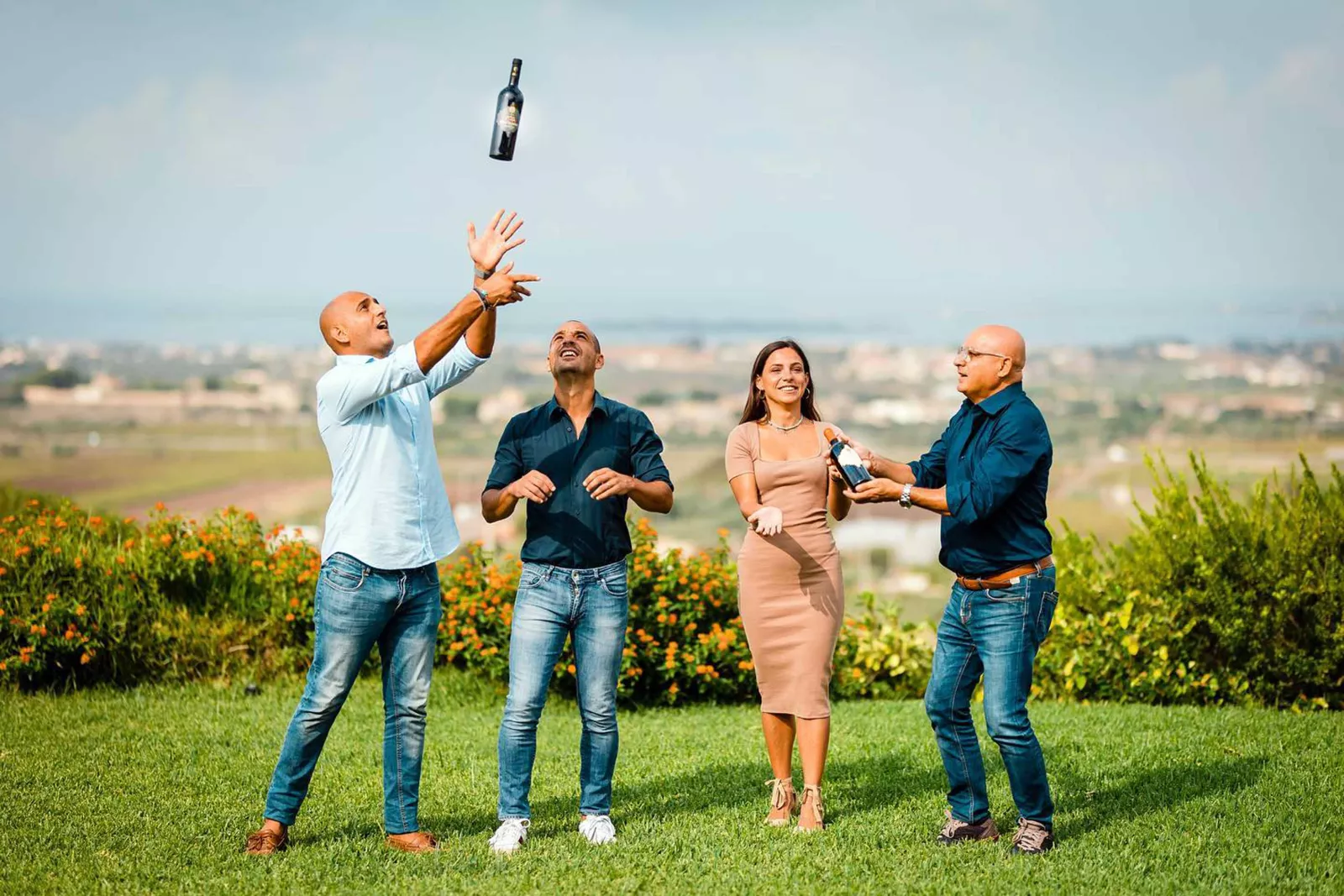 Winemaker Bruno Fina and his children Marco, Sergio and Federica, all play a part in managing the compagny