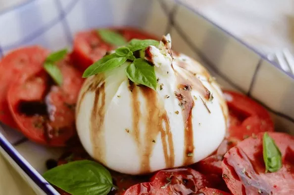 Miso-roasted tomatoes with burrata and three Italian whites